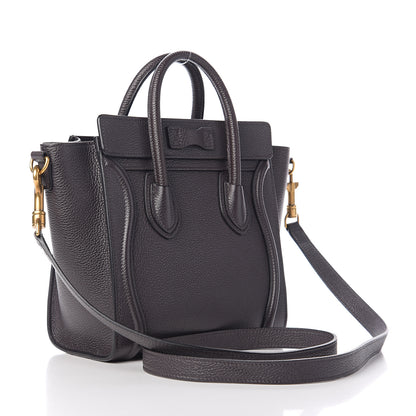 Celine Drummed Calfskin Nano Luggage Liquorice 2 of 8