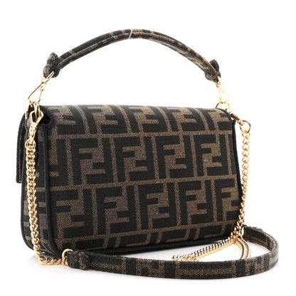 Fendi Fabric Jacquard FF 1974 Mini Baguette Tobacco Moro Black 3 of 11