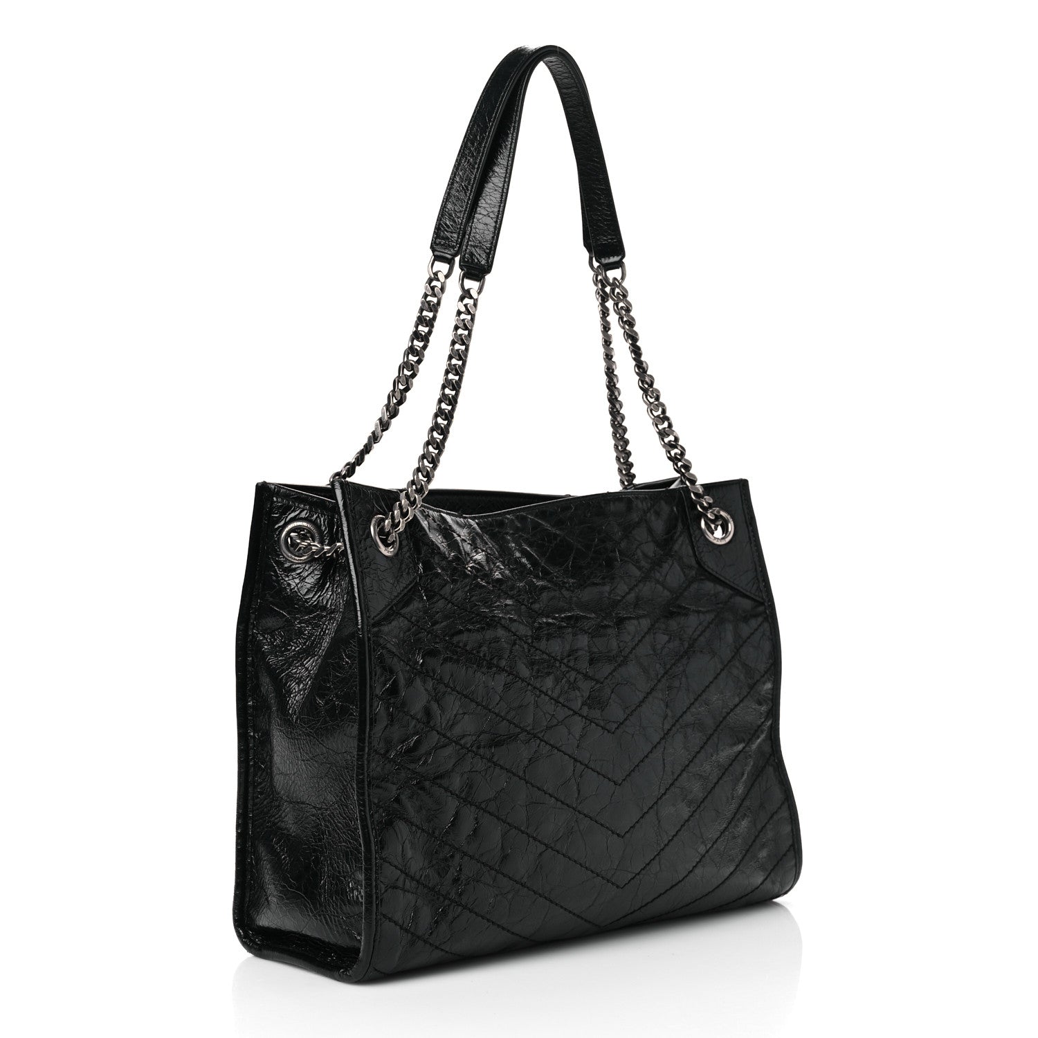 Saint Laurent Crinkled Calfskin Matelasse Monogram Medium Niki Shopper Tote Black 2 of 10