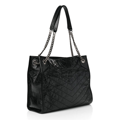Saint Laurent Crinkled Calfskin Matelasse Monogram Medium Niki Shopper Tote Black 2 of 10