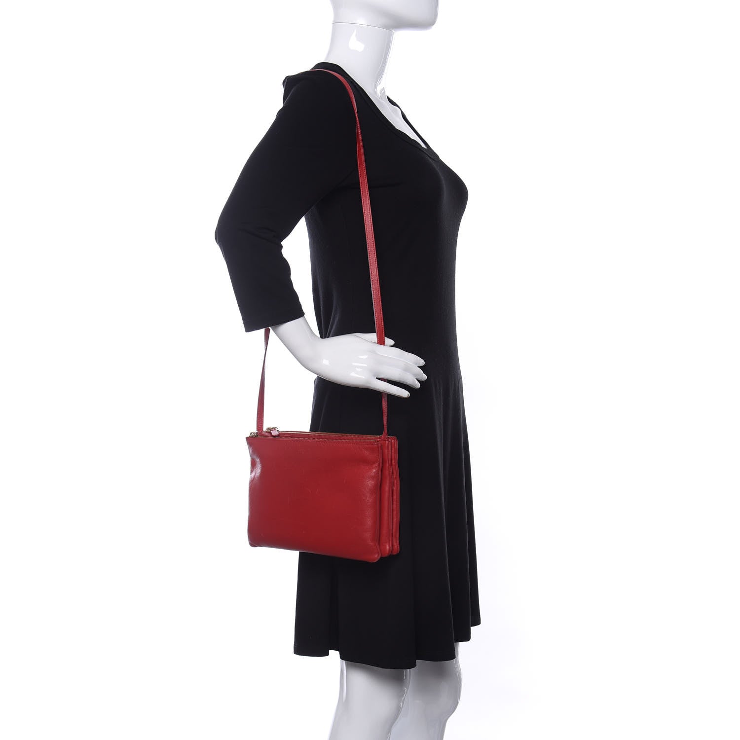 Celine Lambskin Large Trio Crossbody Bag Red 2 of 11
