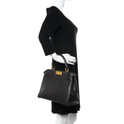 Fendi Vitello Calf Hair Zebra Print Medium Peekaboo Iconic Satchel Black 2 of 20