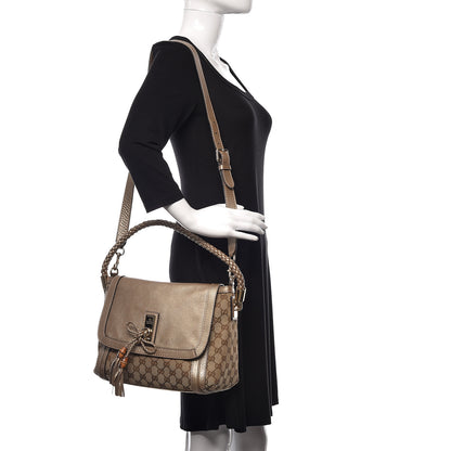 Gucci Monogram Calfskin Medium Bella Flap Bag Beige Ebony Champagne 2 of 10