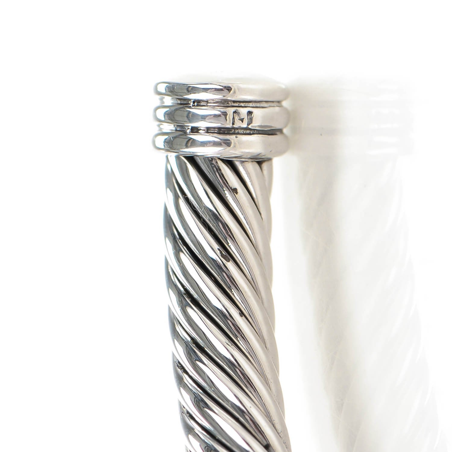 David Yurman Sterling Silver 18K Yellow Gold 4mm X Station Cable Bracelet 5 of 6