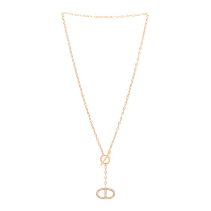 Hermes 18K Rose Gold Diamond GM Chaine D'Ancre Contour Pendant Necklace ST 3 of 5