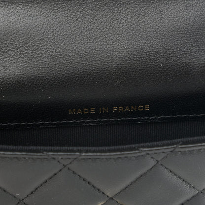 Chanel Lambskin Quilted Top Handle Flap Coin Purse With Chain Black 7 of 12