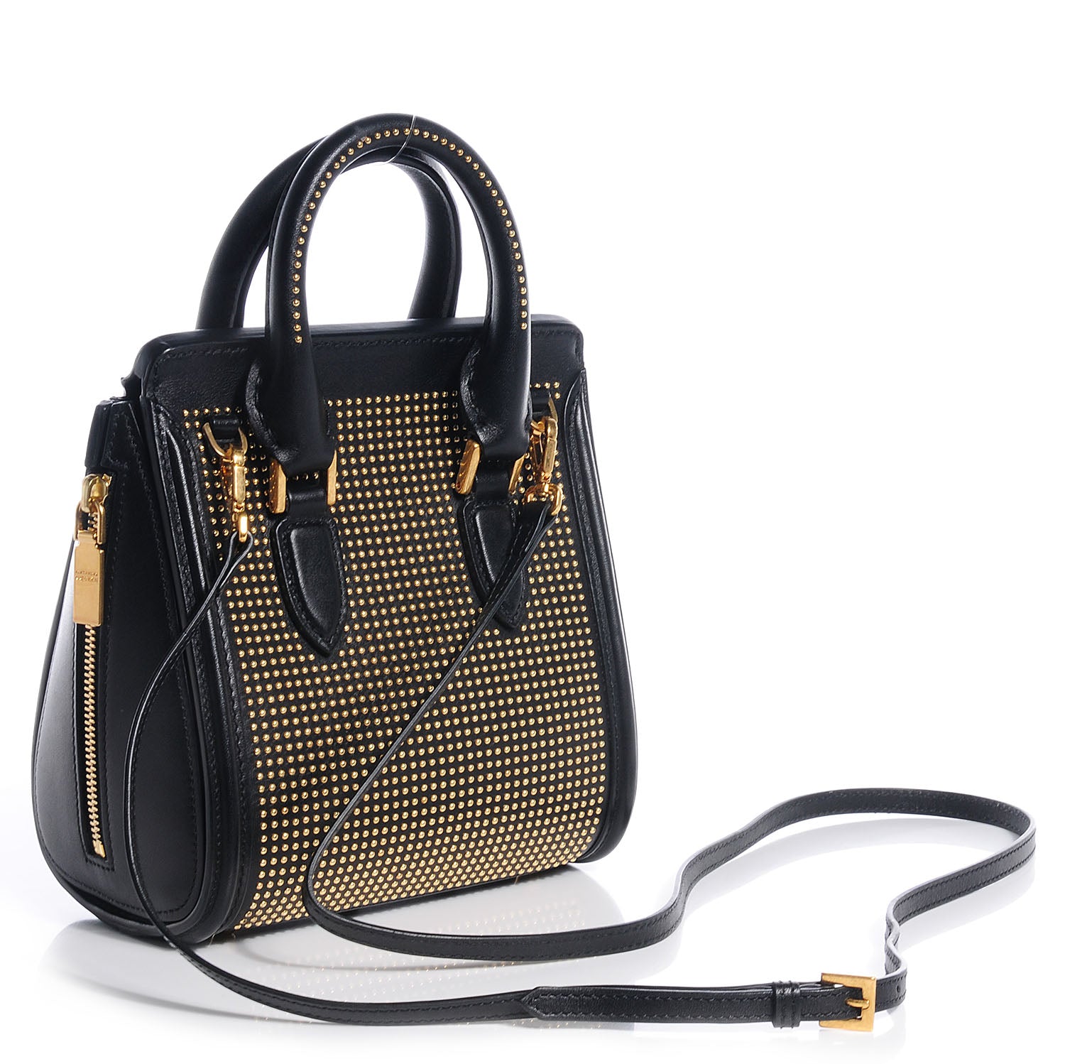 Alexander McQueen Leather Studded Mini Heroine Top Handle Bag Black 3 of 9