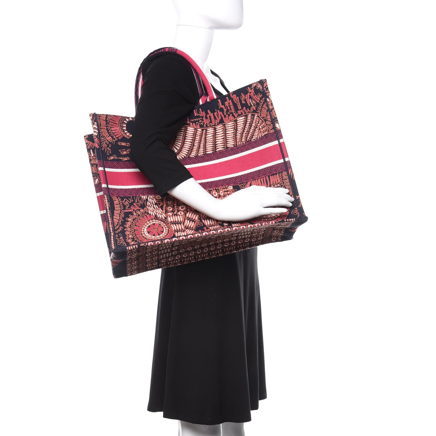 Christian Dior Canvas Embroidered Dior Animals Tiger Book Tote Deep Blue Fuchsia 2 of 10