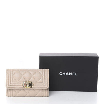 Chanel Caviar Quilted Boy Flap Card Holder Wallet Beige 10 of 10