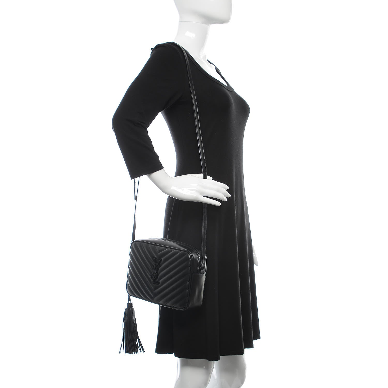 Saint Laurent Calfskin Matelasse Monogram Lou Camera Bag Black 2 of 11