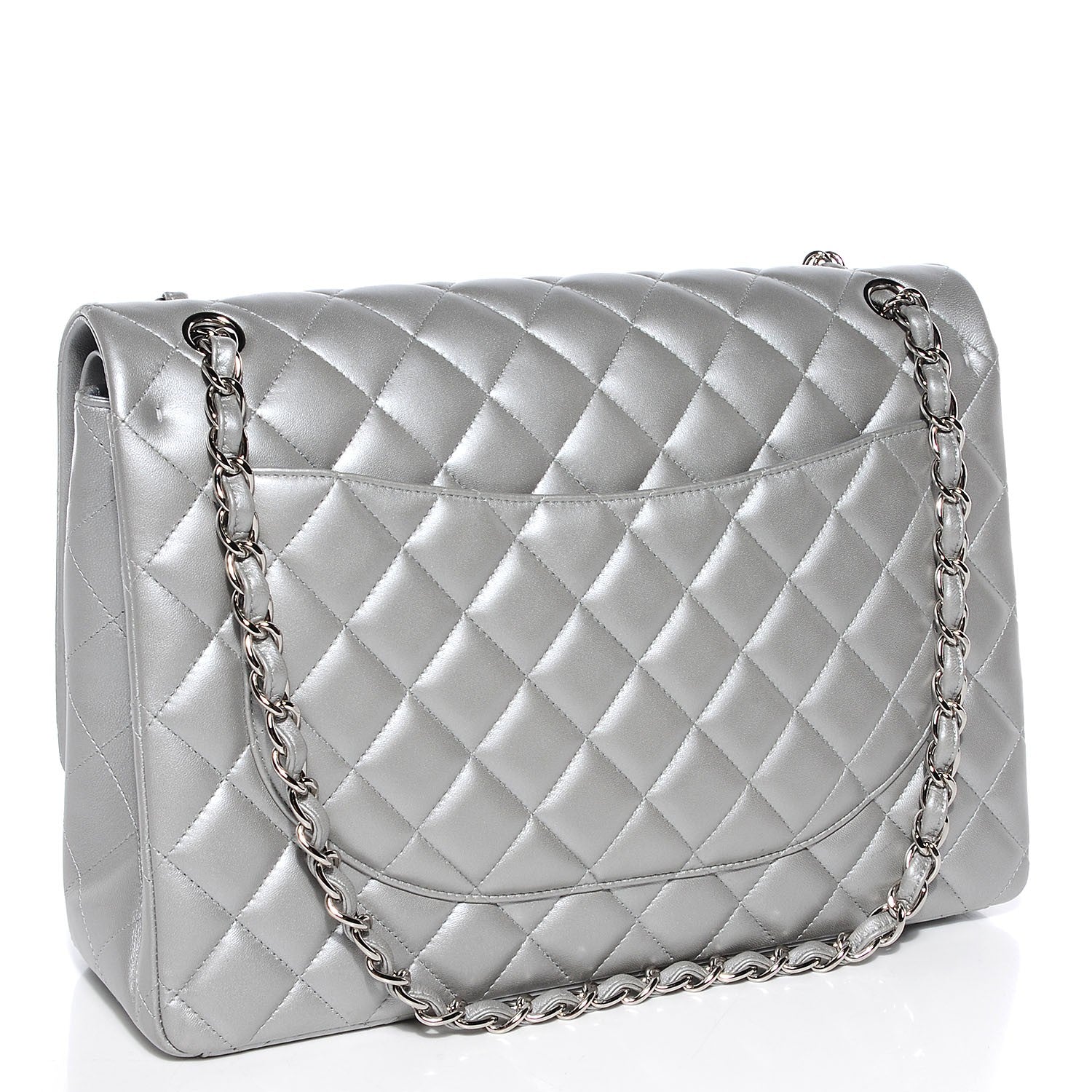 Chanel Lambskin Maxi Double Flap Silver 3 of 8
