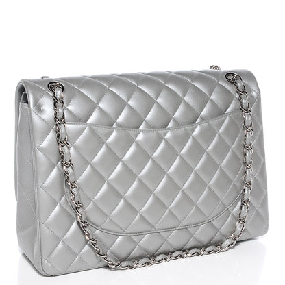 Chanel Lambskin Maxi Double Flap Silver 3 of 8
