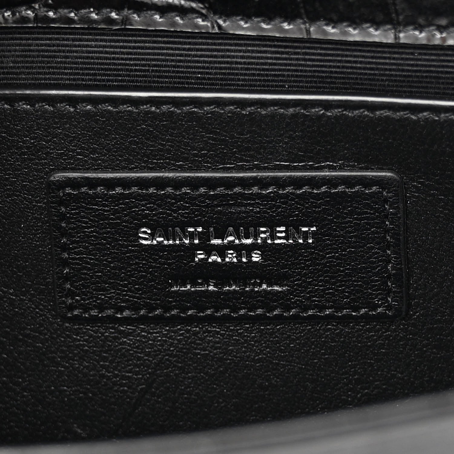 Saint Laurent Calfskin Crocodile Embossed Small Classic Monogram Kate Tassel Satchel Black 6 of 10