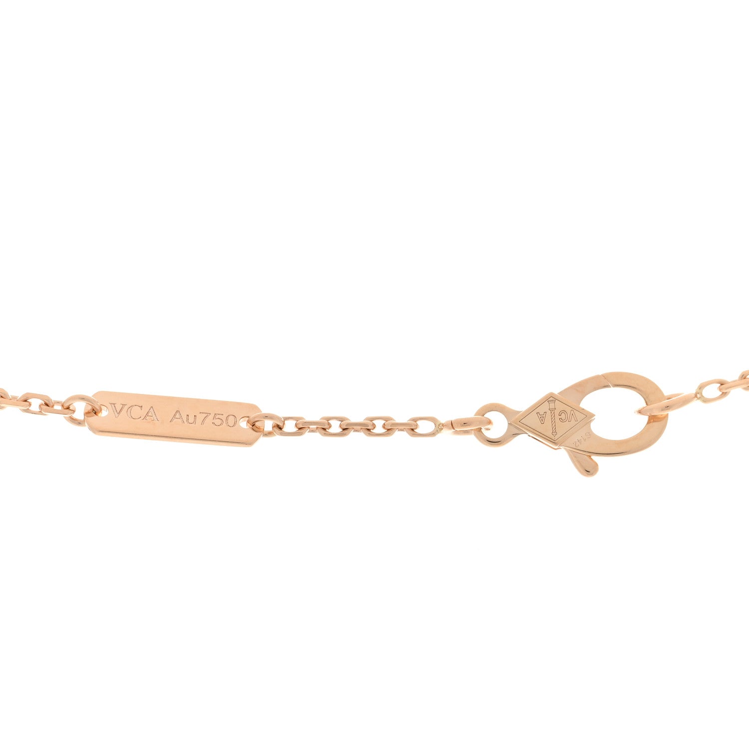 Van Cleef & Arpels 18K Rose Gold Diamond Vintage Alhambra Pendant Necklace 3 of 4