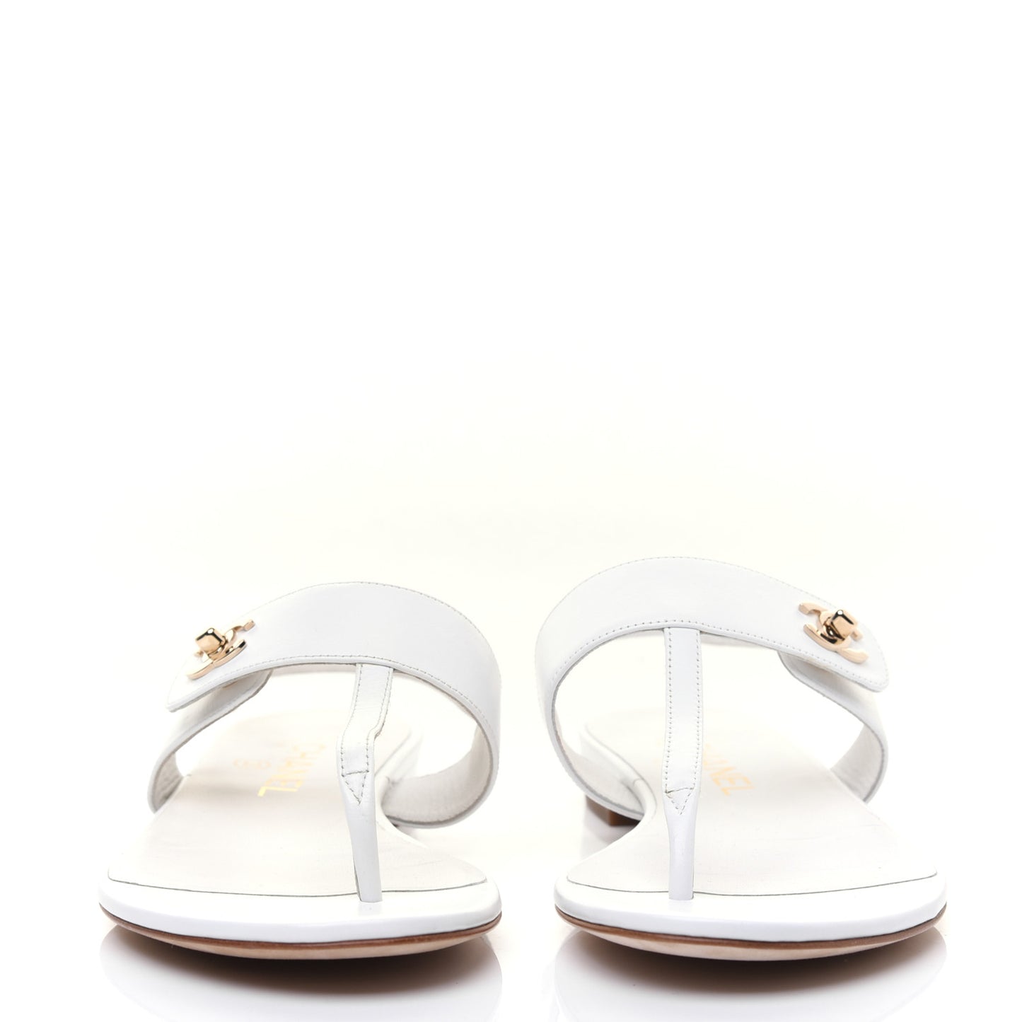 Lambskin CC Thong Sandals 37 White