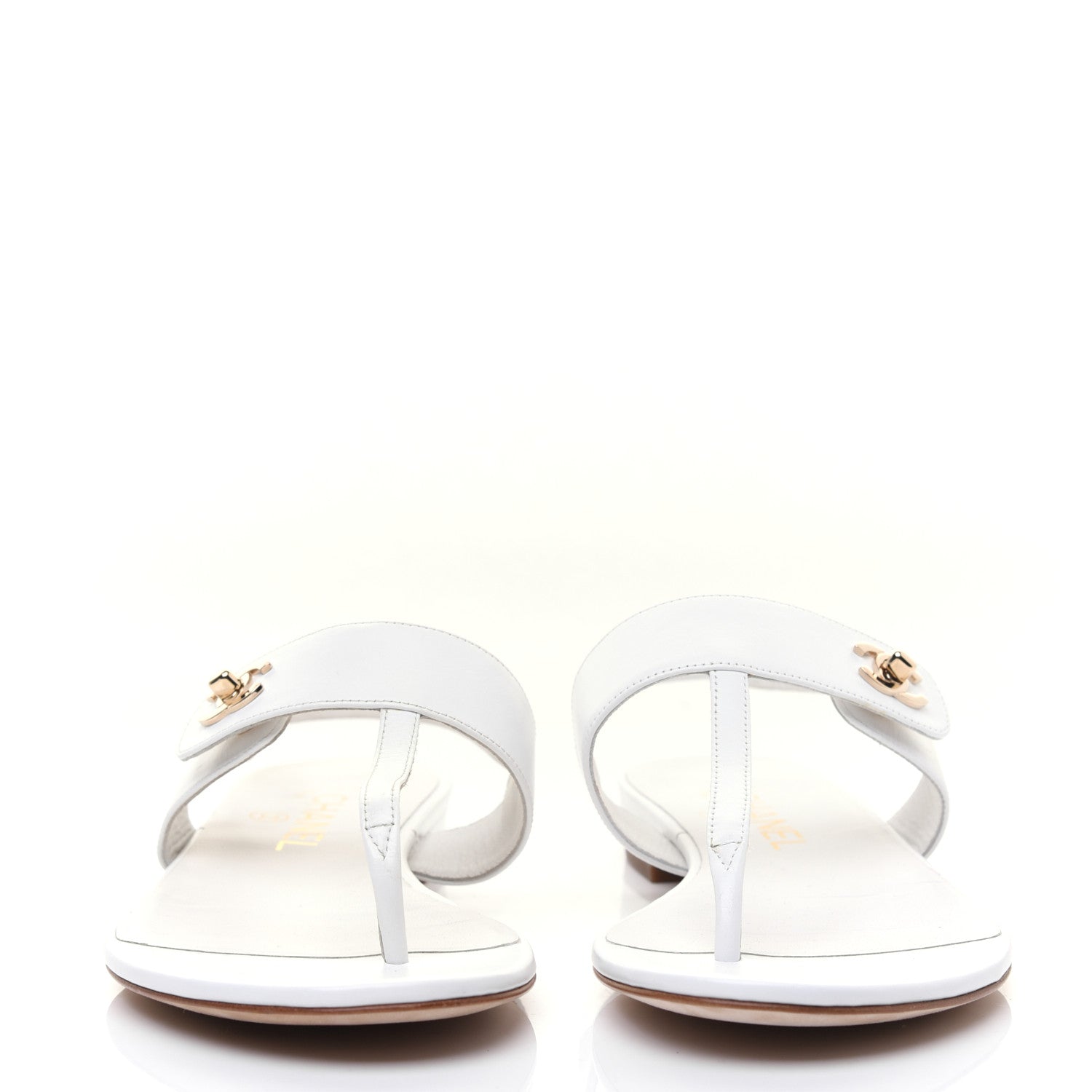 Chanel Lambskin CC Thong Sandals 37 White 2 of 20