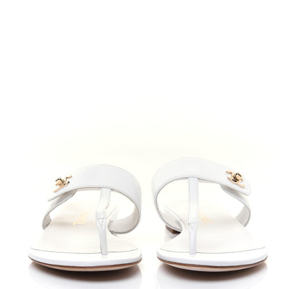 Chanel Lambskin CC Thong Sandals 37 White 2 of 20