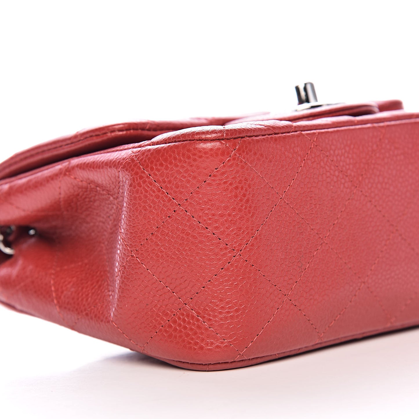 Caviar Quilted Mini Square Flap Red