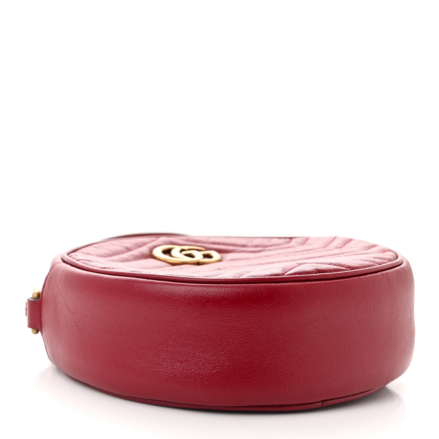 Gucci Glazed Calfskin Matelasse Heart Mini GG Marmont Round Shoulder Bag Romantic Cerise 4 of 10