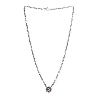 David Yurman Sterling Silver 14K Yellow Gold Cookie Pendant Necklace 3 of 5