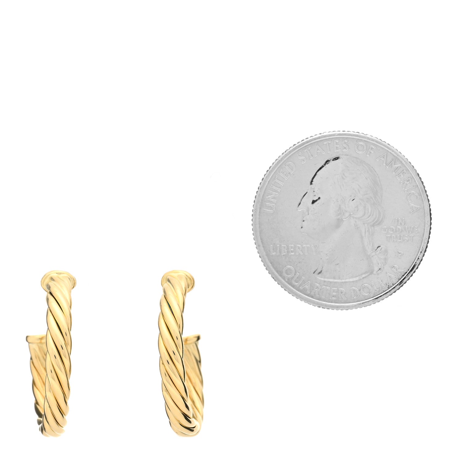 David Yurman 18K Yellow Gold Mini Cablespira Hoop Earrings 2 of 6