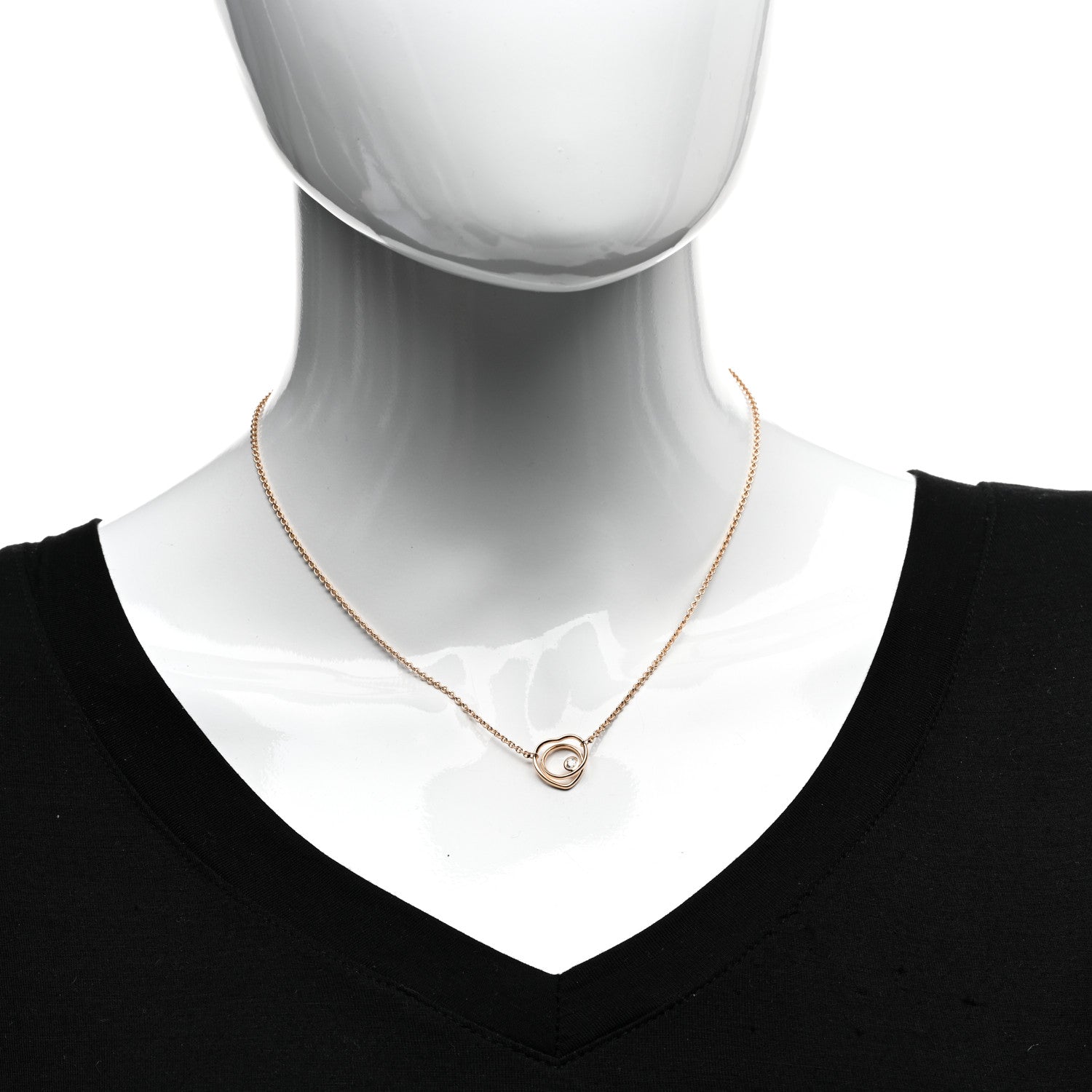 Hermes 18K Rose Gold Diamond TPM Vertige Coeur Necklace ST 2 of 5