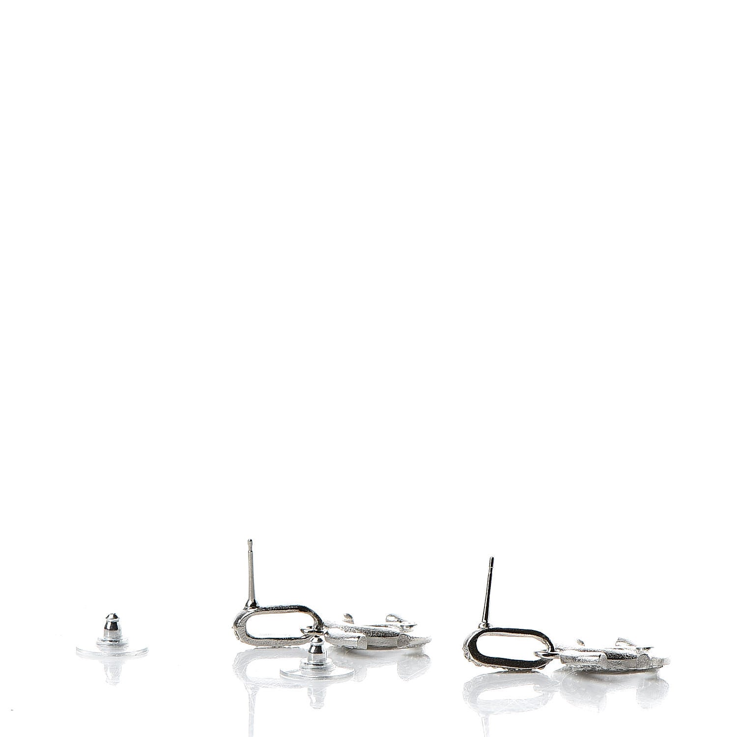 Chanel Crystal Palais Garnier CC Drop Earrings Silver 3 of 5