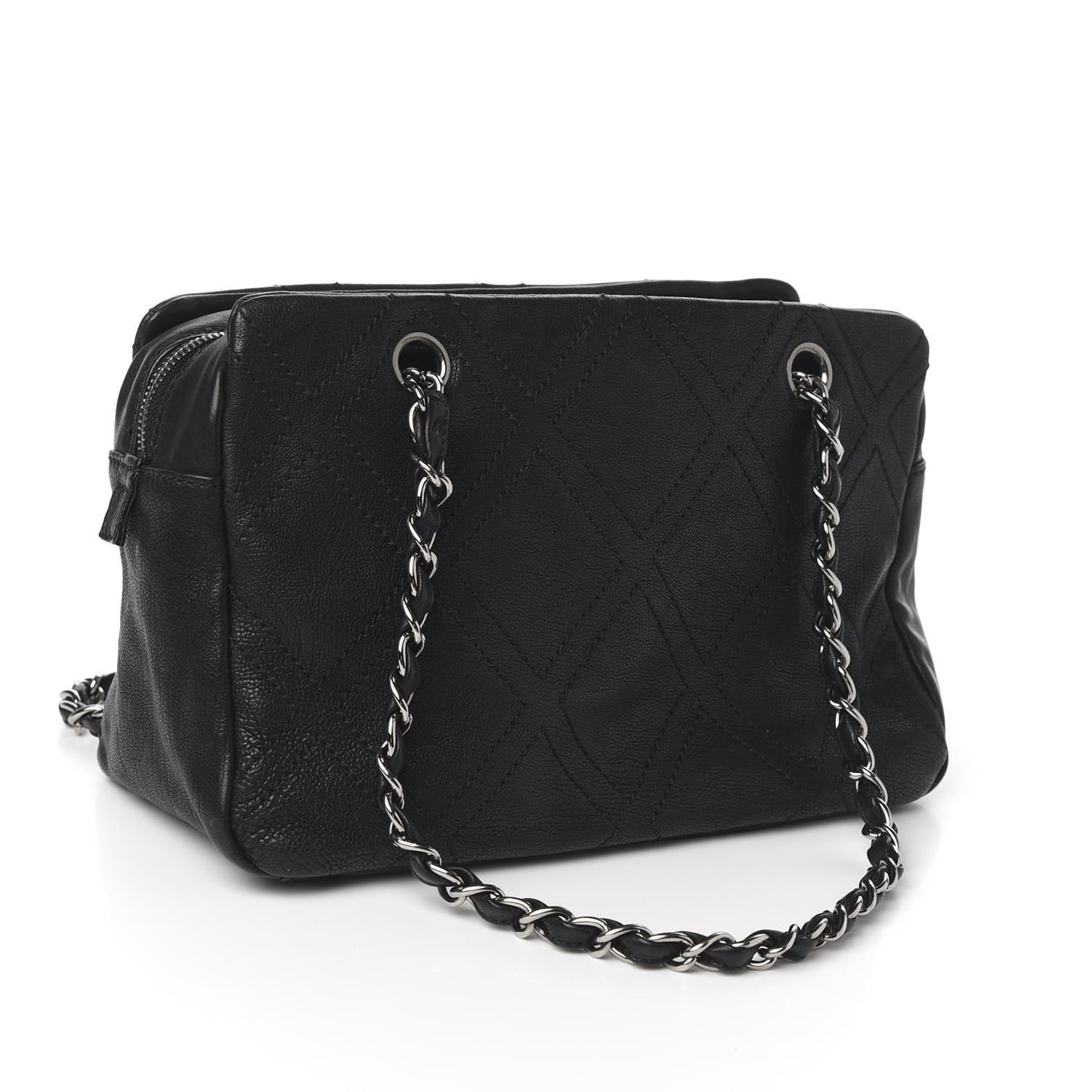 Calfskin Small Diamond Stitch Tote Black