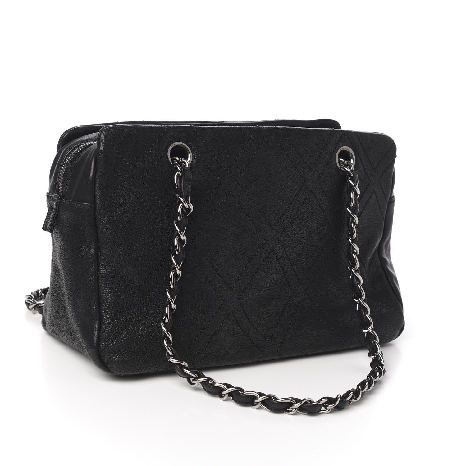 Chanel Calfskin Small Diamond Stitch Tote Black 2 of 9