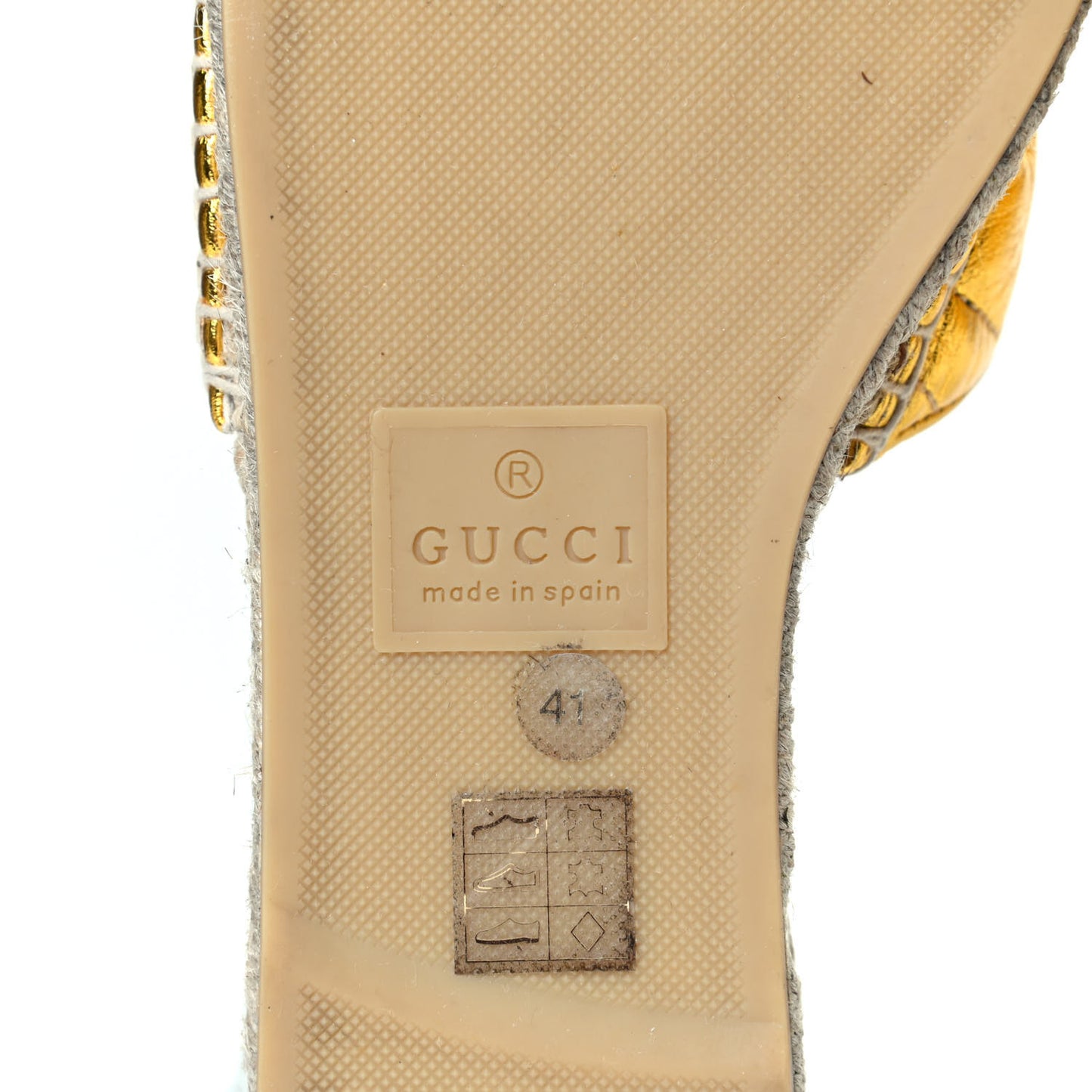 Metallic Nappa Matelasse GG Marmont Espadrille Slide Sandals 41 Oro