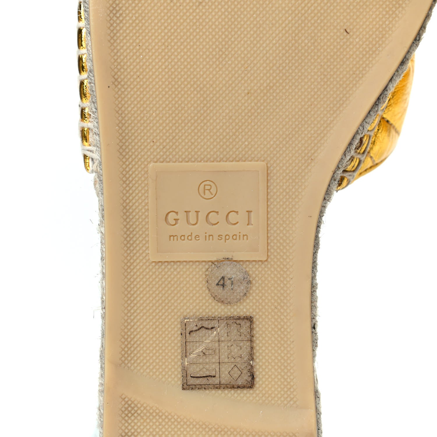 Gucci Metallic Nappa Matelasse GG Marmont Espadrille Slide Sandals 41 Oro 5 of 8