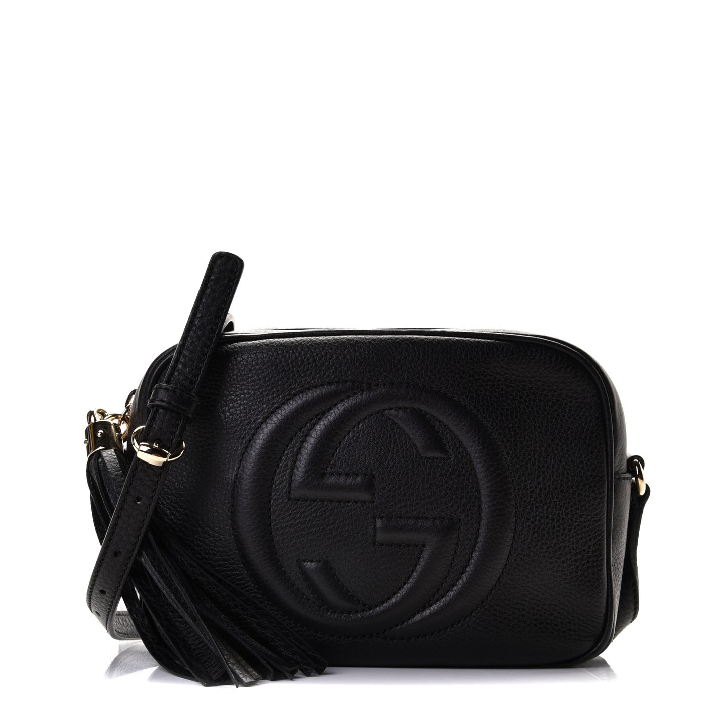 Pebbled Calfskin Small Soho Disco Bag Black