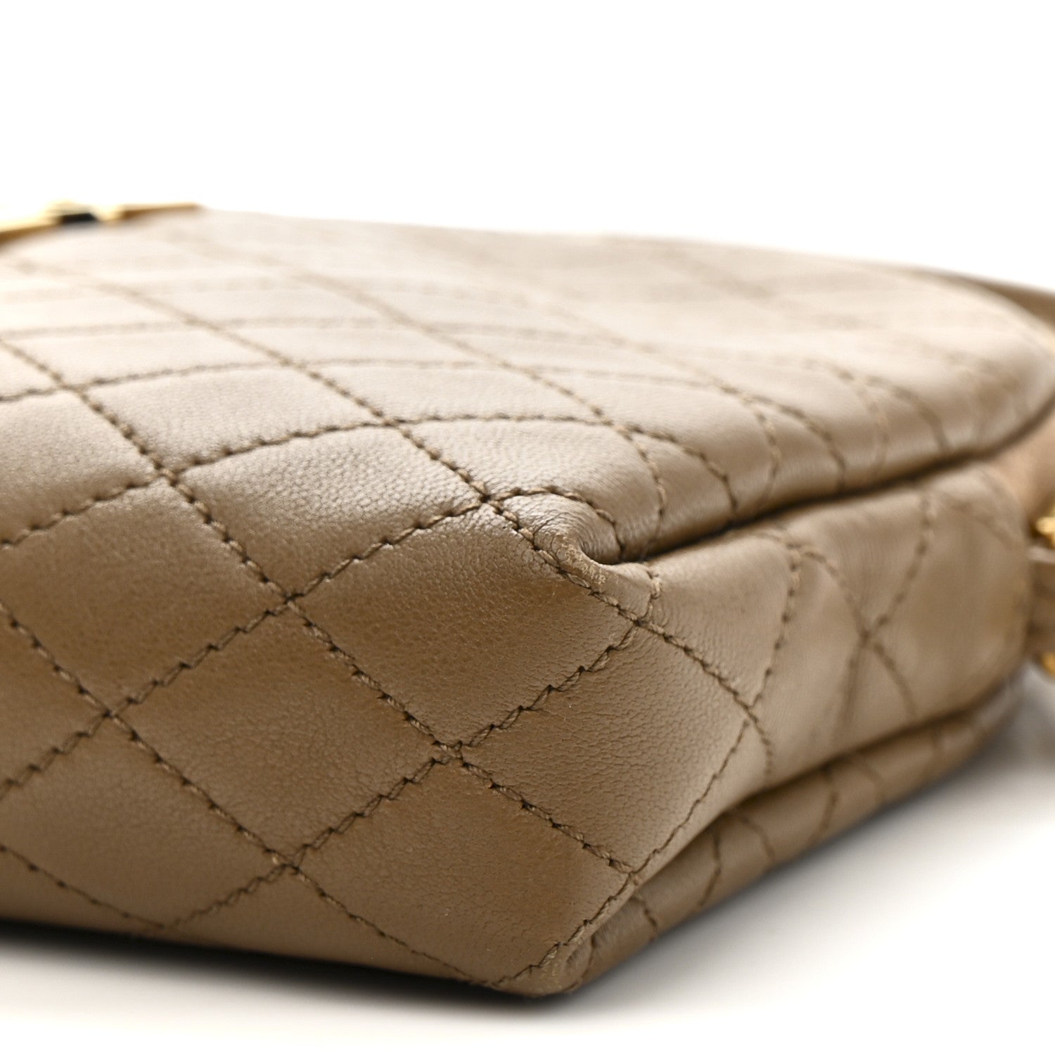 Saint Laurent Lambskin Quilted Gaby Zipped Pouch Dark Cork 10 of 11