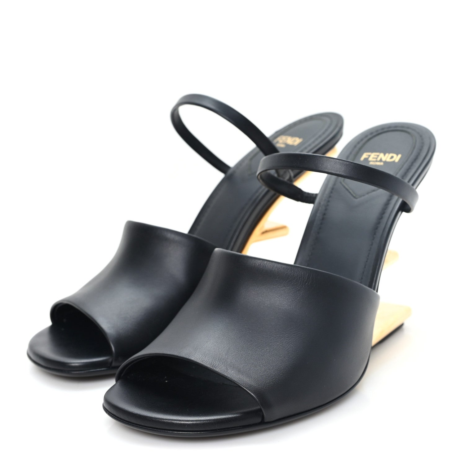 Fendi Calfskin Fendi First 95mm Slide Sandals 38 Black 4 of 9