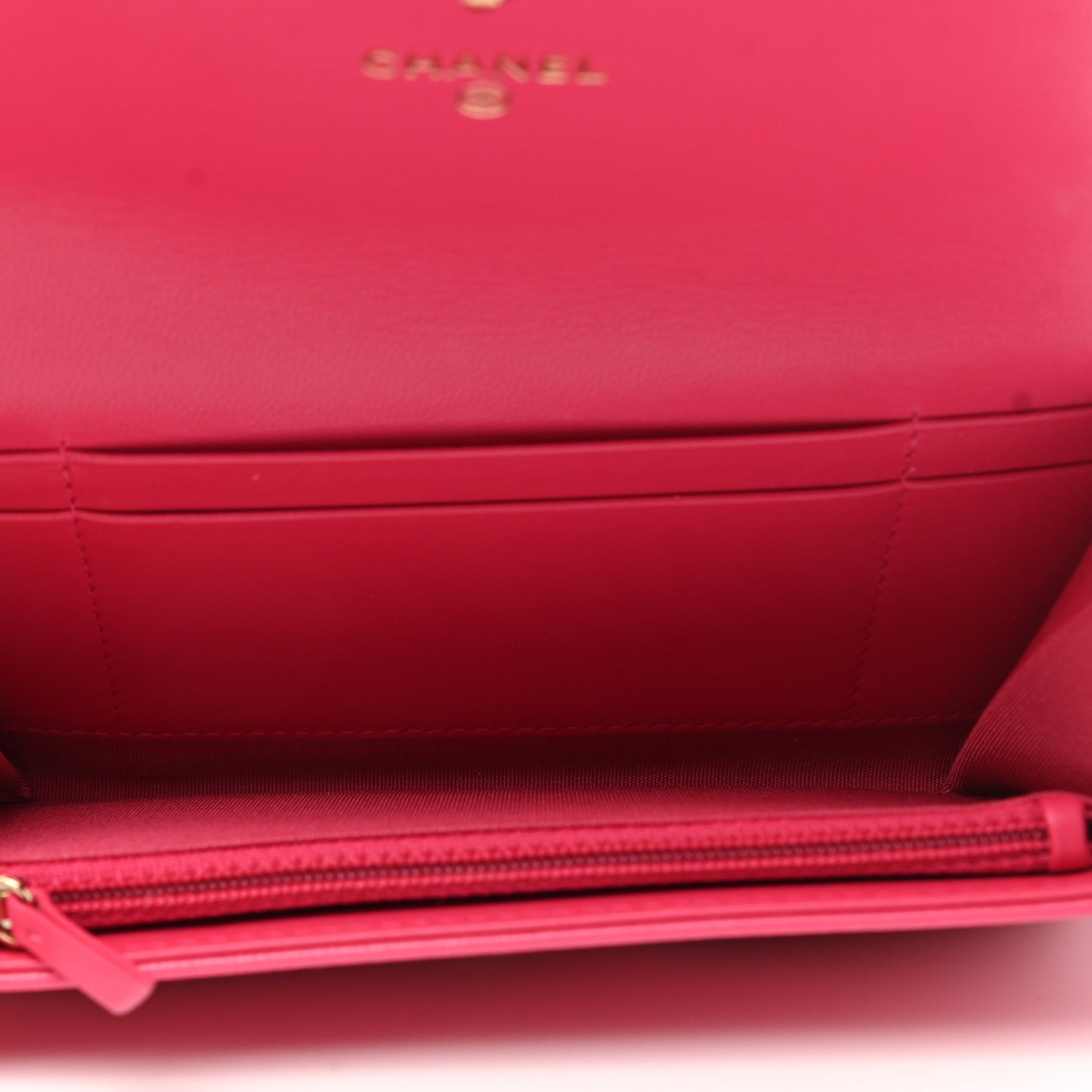 Shiny Goatskin Quilted Chanel 19 Flap Wallet Dark Pink