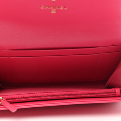 Chanel Shiny Goatskin Quilted Chanel 19 Flap Wallet Dark Pink 5 of 9