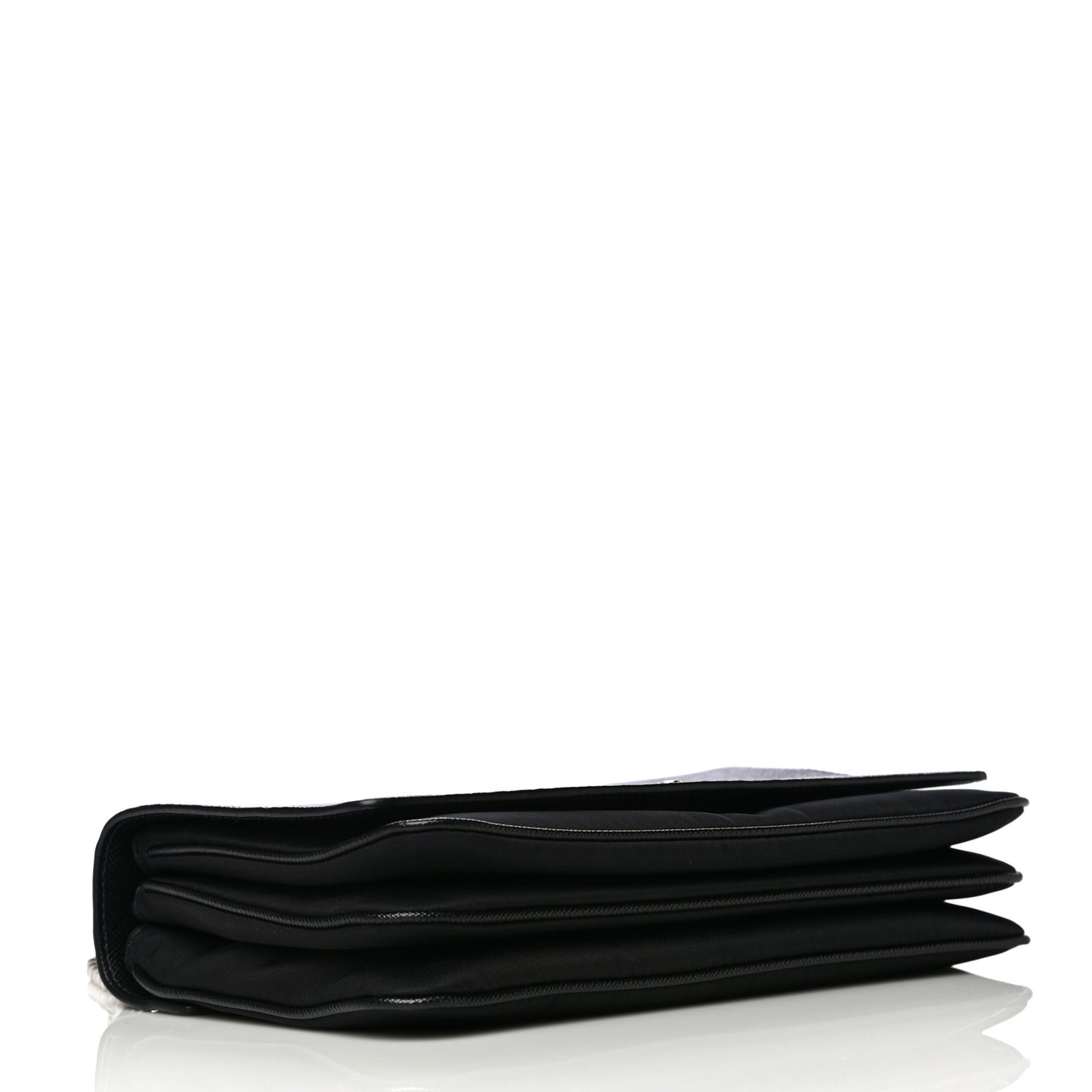 Saffiano Tessuto Nylon Chain Shoulder Bag Black