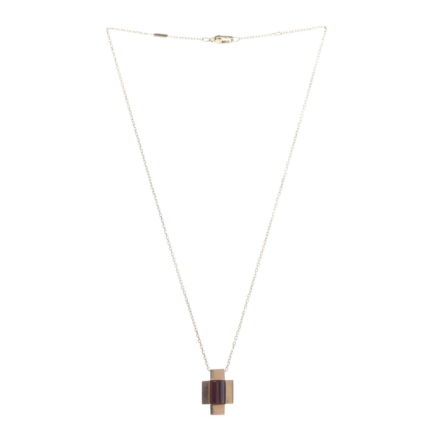 Gucci 18K Yellow Gold Garnet Crucifix Pendant Necklace 3 of 7