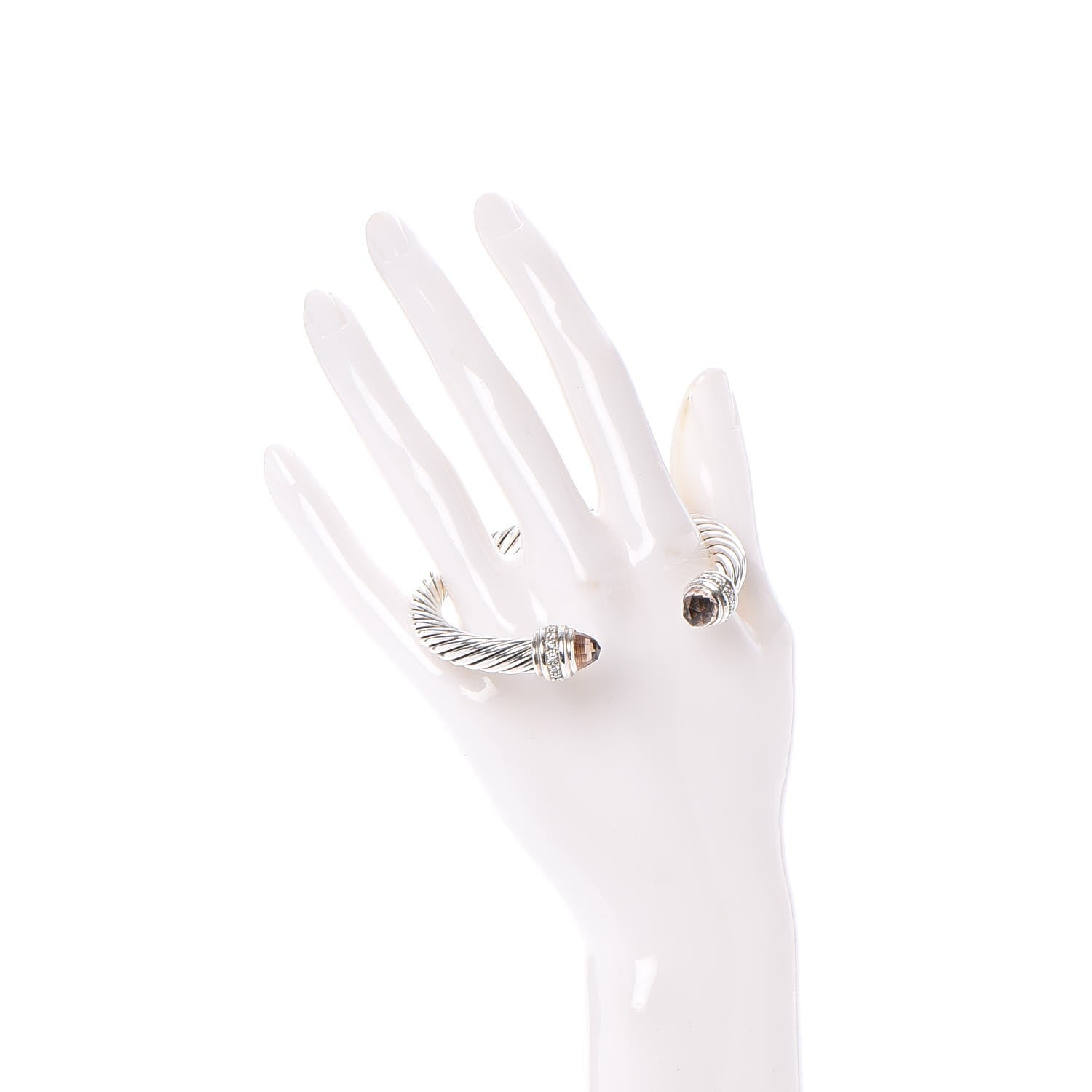 David Yurman Sterling Silver Diamond Morganite 7mm Cable Classics Bracelet 2 of 5