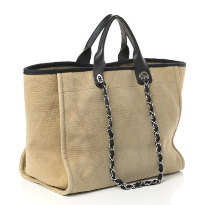 Chanel Canvas Medium Deauville Tote Beige Black 3 of 10