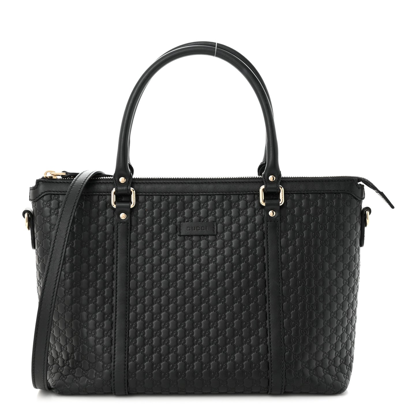 Soft Microguccissima Small Zippered Satchel Black