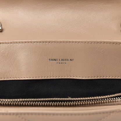Saint Laurent Calfskin Y Quilted Monogram Medium Loulou Satchel Dark Beige 9 of 13