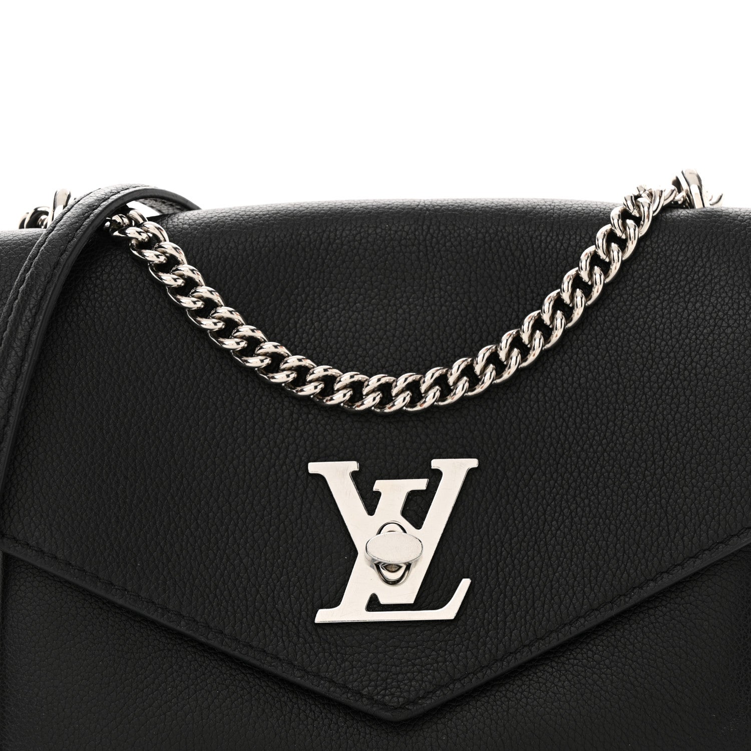 Louis Vuitton Soft Calfskin Mylockme Chain Bag BB Black 8 of 13