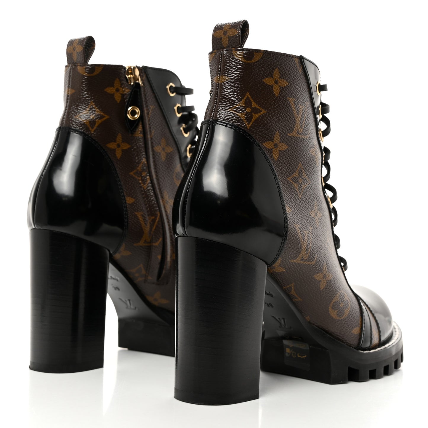 Patent Calfskin Monogram Star Trail Ankle Boots 39 Black