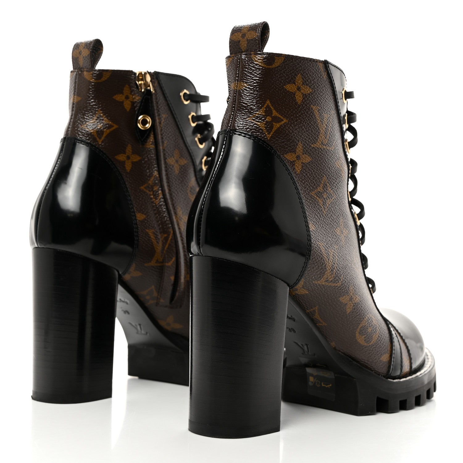 Louis Vuitton Patent Calfskin Monogram Star Trail Ankle Boots 39 Black 4 of 9