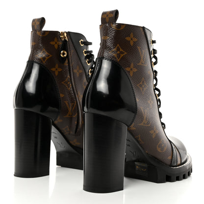 Louis Vuitton Patent Calfskin Monogram Star Trail Ankle Boots 39 Black 4 of 9