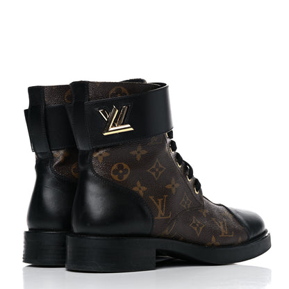 Louis Vuitton Calfskin Monogram Wonderland Flat Ranger Boots 39 Black 4 of 19