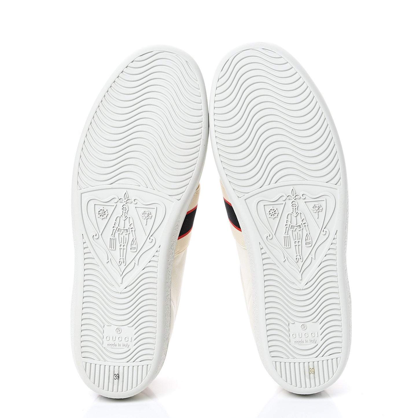 Calfskin Stripe Womens New Ace Sneakers 39 New Mystic White Ecru Red Flame