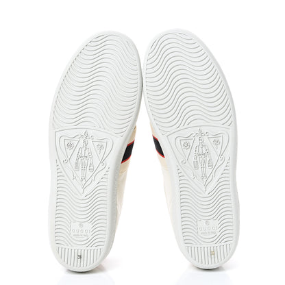 Gucci Calfskin Stripe Womens New Ace Sneakers 39 New Mystic White Ecru Red Flame 5 of 8