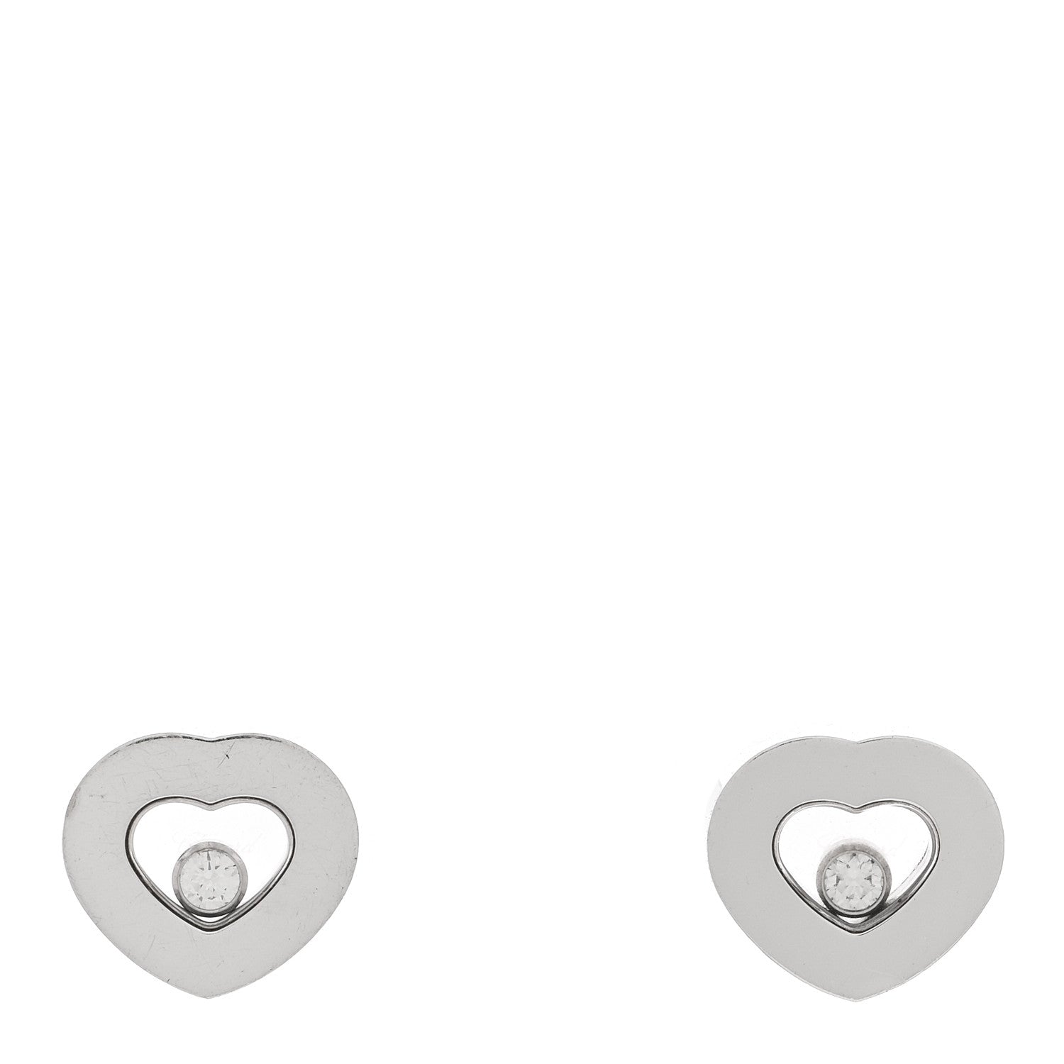 Chopard 18K White Gold Happy Diamonds Icons Heart Earrings 1 of 4